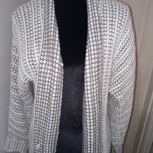 Pink Rose Gray and White Open Sweater